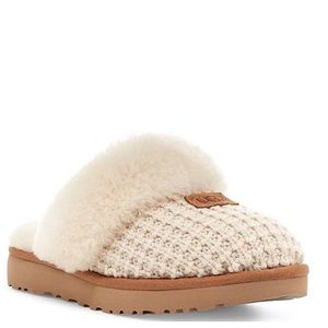 UGG COZY KNIT CREAM SHEARLING LINED SLIP ON SLIPPERS